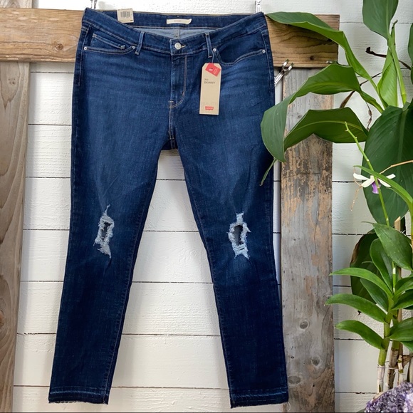 Levi's Denim - Levi’s 711 Skinny Distressed NWT Jeans Dark Wash